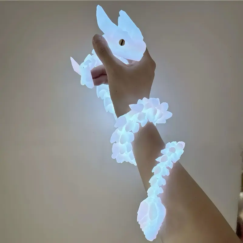 Glowing Dragon Statue with Moving Joints & Glowing Eyes - 3D Printed Luminous Crystal Dragon Figure, Durable Plastic, Multi-Joint Movable Body, Randomly Colored Eyes (Blue/Pink/White/Purple) - Unique Birthday/Christmas/Easter/Thanksgiving Gift for &