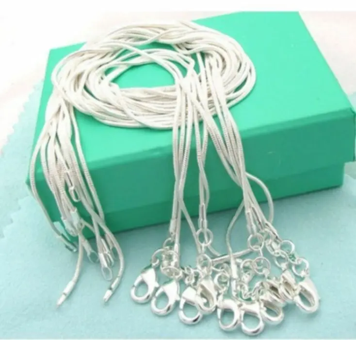 10PCS LOT  925 Sterling Silver 16/18/20/22/24/26/28/30 Inch 1mm Snake Chain Necklace For Woman Man Fashion Jewelry