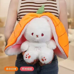 Glowing Breathing Strawberry Rabbit Plush Toy Soft Sleep Companion Soothing Stuffed Doll Kids Sleeping Comfort Gift
