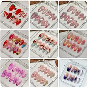 Must-Have 2026!Y2K Handmade Acrylic Almond Press-On Nails 10pcs from Vosplends#PressOnNails#AcrylicNails#HandmadeNails#Y2KNails#10pcsNails Girls' Cute Kit