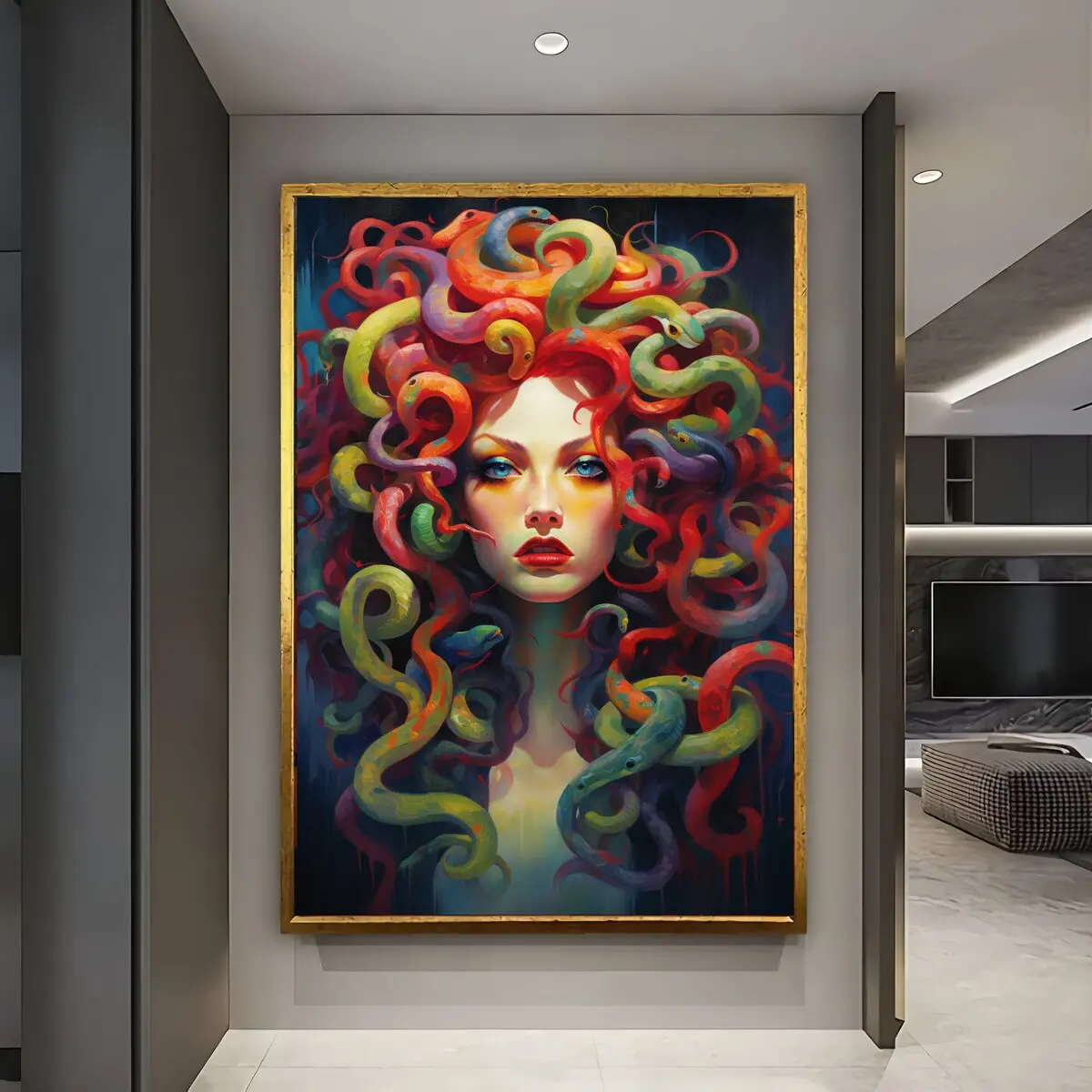 Home Decor, Colorful Medusa Wall Art, Medusa Wall Art, Greek Mythology Wall Art, Woman with Snake Head Poster Art, Medusa Greek Wall Decor, Room Decor