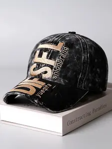 Fashion Street Style Vintage Baseball Cap with Embroidered Letter Print, Unisex Adjustable Sun Hat for All Seasons, Trendy Distressed Design, Casual Hat, Quality Caps