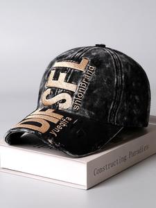 Fashion Street Style Vintage Baseball Cap with Embroidered Letter Print, Unisex Adjustable Sun Hat for All Seasons, Trendy Distressed Design
