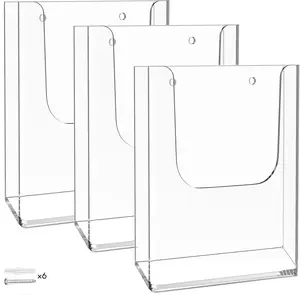 KTRIO Wall Mounted Brochure Holder 8.5 x 11 Inch 3 Pack, Clear Acrylic Flyers Holder Literature Organizer, Wall Magazine Pamphlet Display for Office School Retail Exhibition