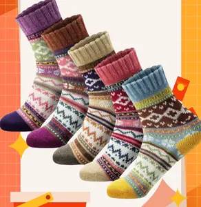5 Pack Womens Fashion Winter Soft Warm Thick Cold Knit Crew Socks, Multicolor, For Birthday, Christmas Or New Year'S Gifts