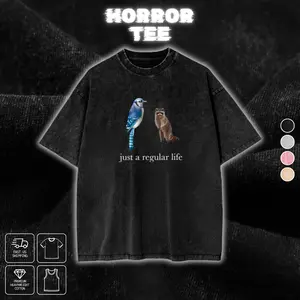 Regular Show Mordecai Rigby "just a regular life" Meme Graphic T-shirt Crewneck Sweatshirt Hoodie Tanktop Streetwear 100% Cotton Oversized Cartoon Fan Gift Heavyweight Aesthetic Washed Print Unisex Top Nostalgia Design