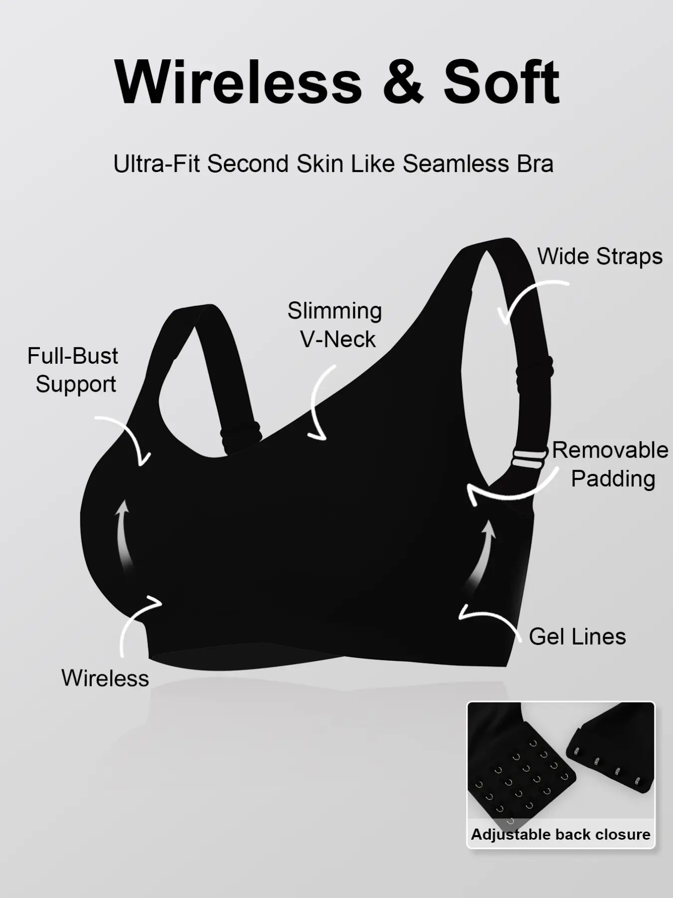 2pcs Ultra Soft Seamless Bra Wireless No Underwire Push Up Bra Set High Elasticity for Large Bust Daily & Gym Workout Bra Sports Bra Breathable Backless Sports Bra