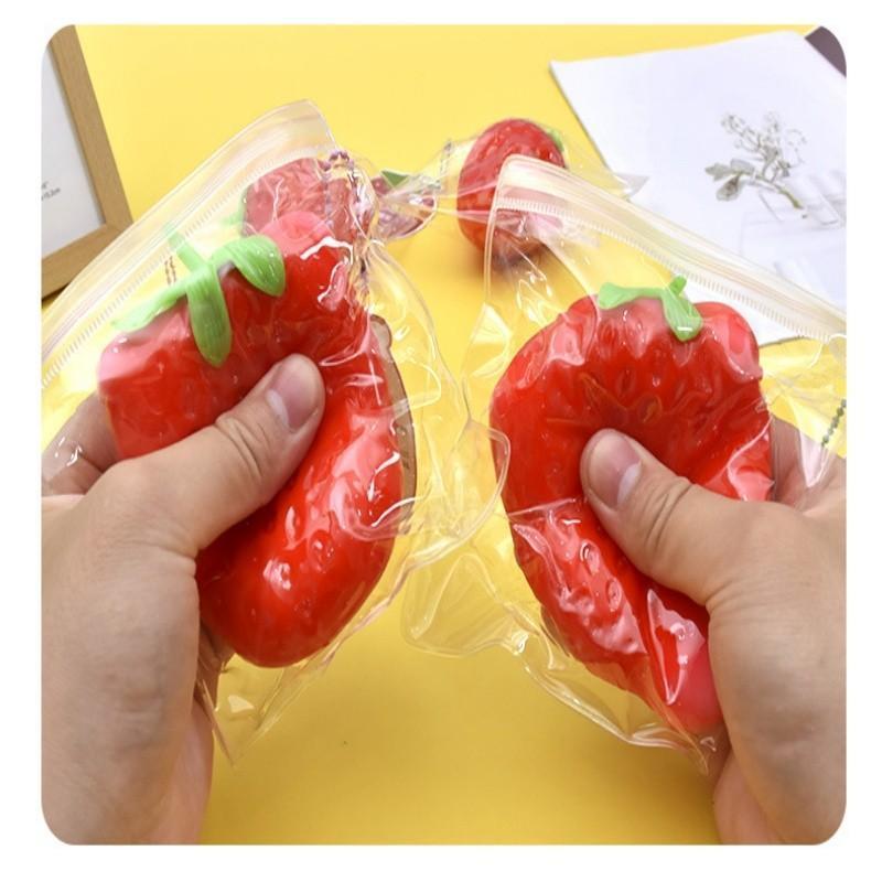 Large Strawberry Soft Plush Toy, Slow Bounce Fruit Ventilation Toy, Fun Sensory Comfort Toy, Home Decor Interactive Prize, Christmas Gift, Squishies