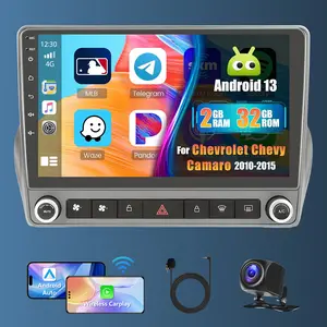 9" Car Video Player for 2010-2015 Chevrolet Camaro - Wireless CarPlay, Wired CarPlay, Android Auto, 2+32GB, GPS, Bluetooth, IPS Touchscreen, Reverse Camera