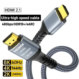 8K HDMI 2.1 Cable 48Gbps Ultra High Speed Black Braided HDMI Cord Compatible with Xbox/PS5/PS4/Roku TV, HDR, eArc, Dolby Vision Features