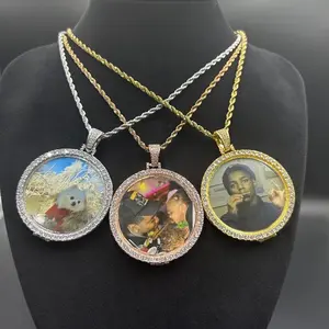 Customized flip cover small circular photo frame, photo pendant, copper all photo frame, personalized photo frame, holiday gift for friends Decor