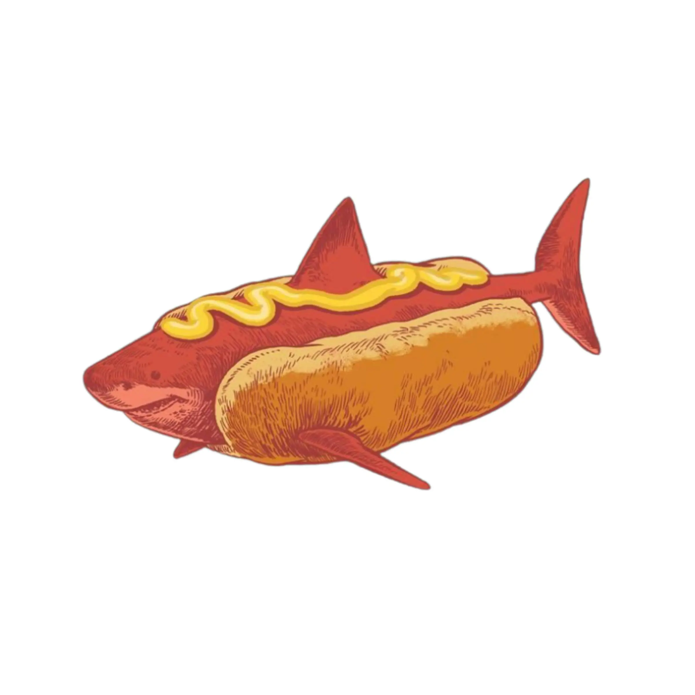 Cute Shark Hot Dog Fast Food Mashup Sticker, Funny Ocean Animal Vinyl Decal for Laptop and Tumbler