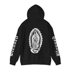 Virgencita de Guadalupe Blessed Hooded Sweatshirt Classic Cotton Fabric Menswear Pocket Soft