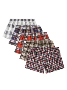 5-piece set, men's underwear, boxer shorts, men's underwear, men's polka checkered flat angle pants, loose and comfortable skin friendly fat pants, breathable men's underwear, Plaid