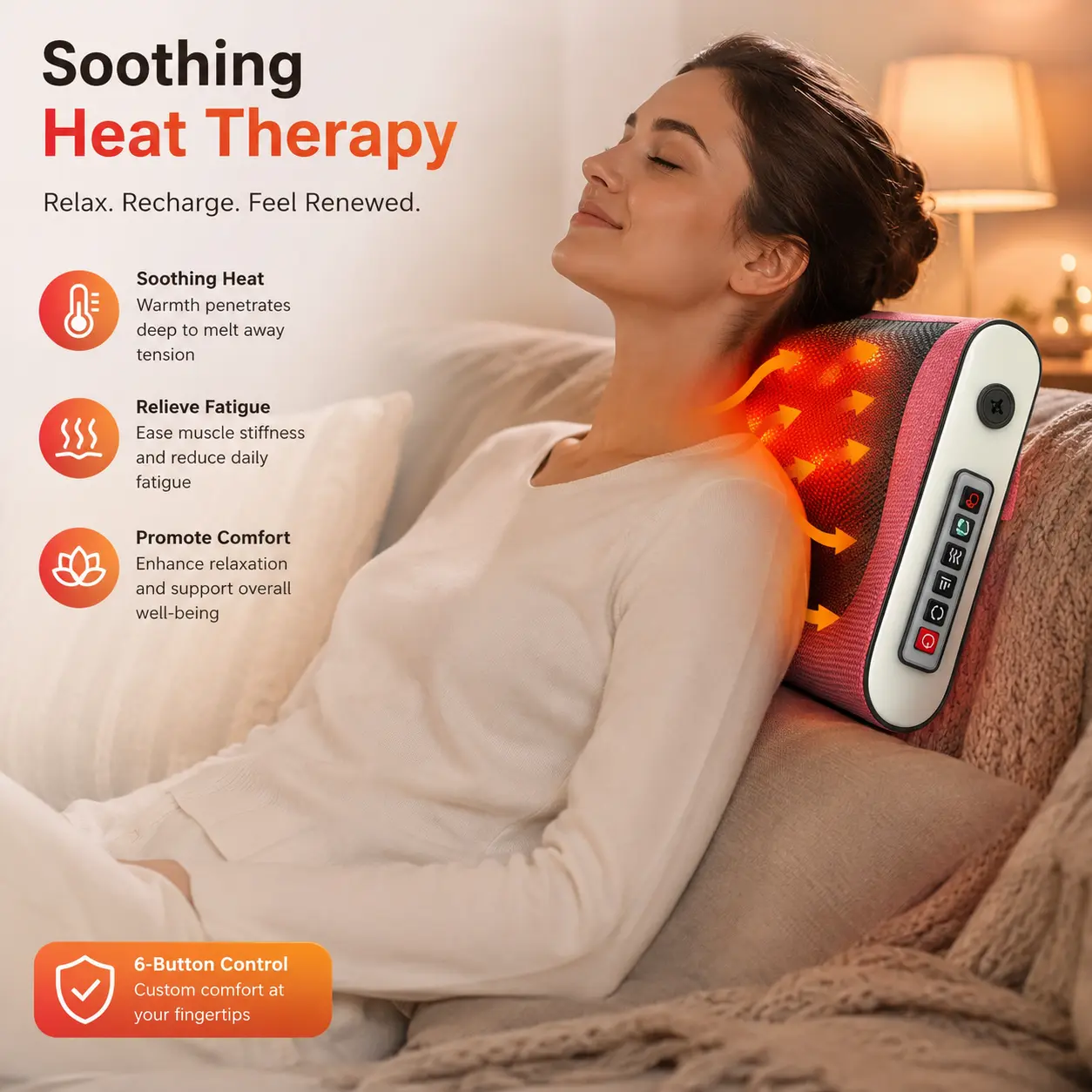 Neck And Back Massager, Cervical Massager, Bidirectional Finger Pressure Rotation Massage to Relieve Pain, Deep Tissue Kneading Massage, Massage Pillow for Mom/dad/lady/man, Christmas Gift