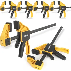 6 Pack for Woodworking – 2 Pcs 12" & 4 Pcs 6" Quick Grip Clamps Set with 150 lbs Force – Wood Clamps for Gluing, Carpentry, DIY, and Metalworking (Combo Sizes, 6 Pack)