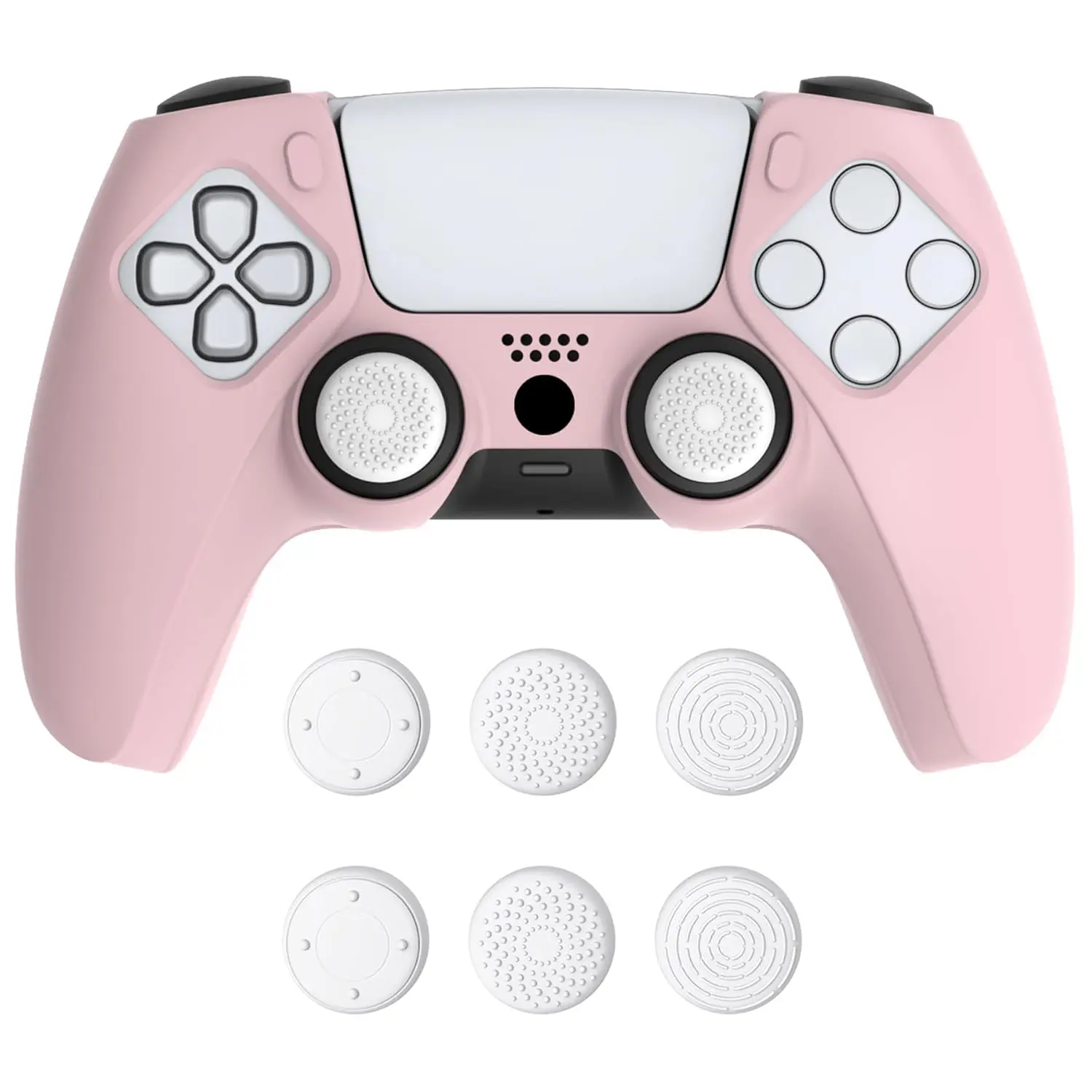 PlayVital Anti-Slip Silicone Cover Skin for ps5 Controller, Soft Rubber Grip Case for ps5 Controller Fits with Charging Station with Thumb 3pairs Grip Caps