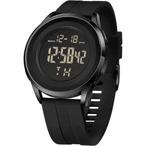 *MWA-PP Mens Digital Waterproof Military Watch for Men Black Dive Tactical Sports Minimalist Ultra-Thin Wrist Watch