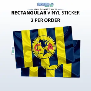 Club America BLUE AND YELLOW STRIPED rectangular vinyl sticker