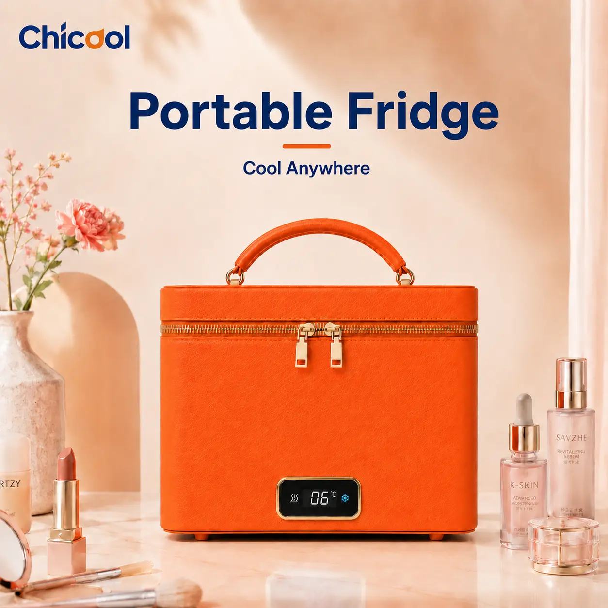 Chicool 5L Mini Fridge for Skincare, Drinks & Snacks, Portable Beauty Refrigerator with Cooling & Warming, AC/DC/USB Powered Small Fridge for Bedroom, Office, Car, Dorm & Travel