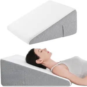 10'' Wedge Pillow for Sleeping, Soft Bed Wedge Pillow for Headboard, Pillow Wedge for Sleep Apnea, Acid Reflux, Back Pain Relief, Snoring and Gerd, Washable Cover