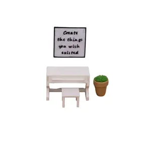 1:24 Scale Desk with Working Drawer and Stool - 1/24 Modern Mini Doll Furniture