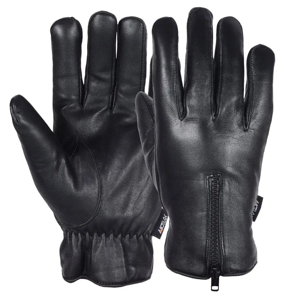 Men's Cowhide Leather Gloves - Waterproof Thermal Winter Gloves with Non-Slip Grip & Adjustable Strap for Business & Casual Wear, Waterproof Gloves