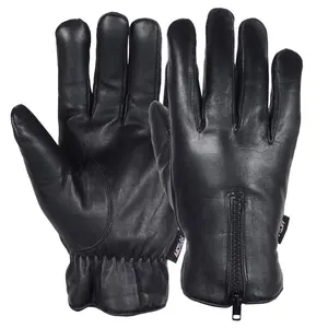 Men’s Warm Winter Dress And Work Gloves, Thermal Lining, Genuine Black Leather