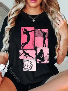 100% Cotton Unisex Volleyball Women Girl Player T-Shirt