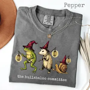 Comfort Colors The Hullabaloo Committee Shirt, Wizard Frog Opossum Snail Tee, Cottagecore Animal Graphic Shirt, Whimsical Back to School T-Shirt, Nature Tee
