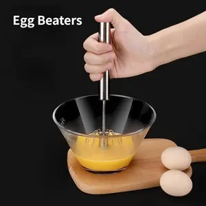 Egg Beater Semi-Automatic Egg Tools Egg Stiring Cream Whisk Manual Mixer Household Kitchen Baking Accessories Stainless Steel