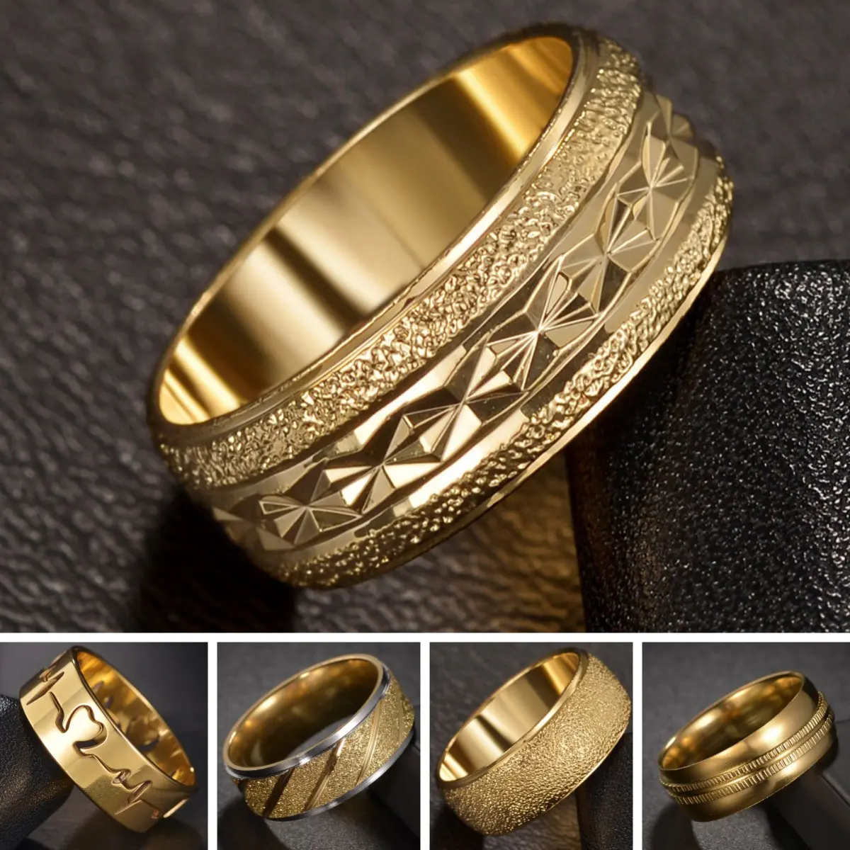 TopJewe - 316L Stainless Steel  Ring Simple Matte Fashion Men Wedding Rings Finger Engagement Gift For Women Jewelry