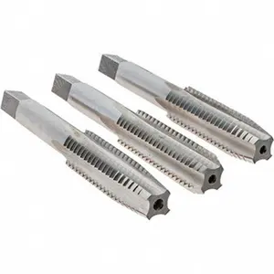 Cle-Line 3-Piece High Speed Steel Thread Cutting Tap Set - 1/2-13 UNC, 4 Flute, Right Hand, Bottoming & Taper Plug, Bright Finish, 3.375" OAL, C62064