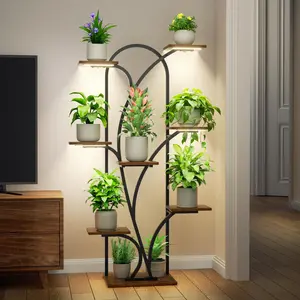 Plant Stand Indoor with Grow Light, 55.6" Corner Plant Shelf Indoor, 8 Tiered Tall Metal Plant Stands for Indoor Plants Display Rack Holder, Flower Stand for Balcony, Living Room, Patio