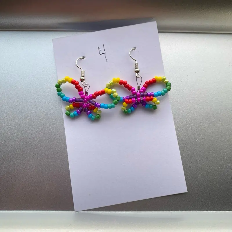 Rainbow Beaded Butterfly Earrings
