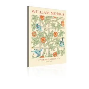 William Morris Cotton Prints Exhibition Modern abstract canvas painting, stylish printed poster, suitable for home decoration in the living room, dining room, bedroom, bathroom, and office. Also a perfect holiday gift. Framed, 30x40cm