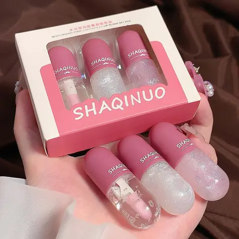 Water Gloss Liquid Lipstick, 3 Counts/set Moisturizing Clear Shimmer Lip Gloss, Hydrating Lipgloss, Lip Makeup Product, Elegant Hydrating Lip Cosmetic for Gift