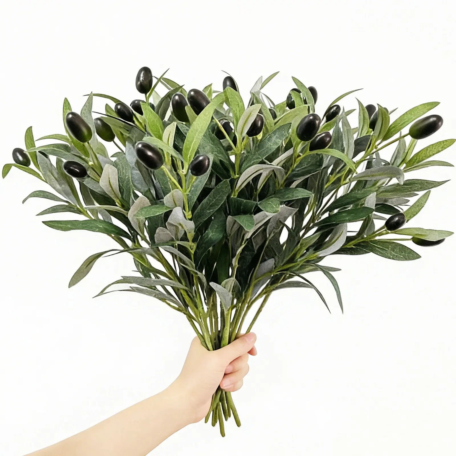 10 Piece Artificial Olive Leaf Decorations, UV Resistant Plastic Greenery, Artificial Faux Greenery, Realistic Olives & Leaves, Home Office Centerpiece, Ornaments, Fake Plant Decoration, Artificial Plants