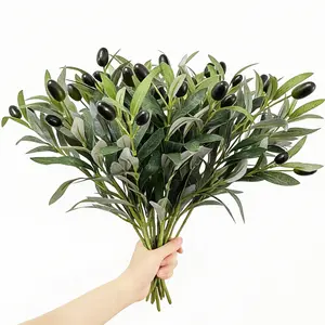 10 Piece Artificial Olive Leaf Decorations, UV Resistant Plastic Greenery, Realistic Olives & Leaves, Home Office Centerpiece, Ornaments, Fake Plant Decoration