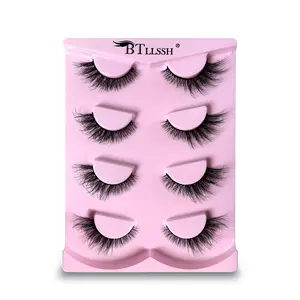 4 Pairs Half-Cut Fox Style False Eyelashes, 18mm Long Eye Tail Design, Solid Non-Flammable Lash Extensions for Dramatic Look, Cosmetic Eyelash Extension