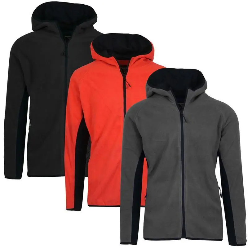 (Polar Fleece Zip) Red Charcoal Black