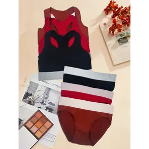 6set Women's Seamless Bra And Panty Set, Comfortable, Soft And Breathable Unpadded Camisole And Underwear, for Daily Wear And Sports, Sexy Ladies Brassiere And Underpants Breathable