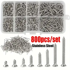 M2 Cross Head Self-tapping Screw Set, Stainless Steel Screw Set, Durable Woodworking Projects Screw Set, Fasteners & Hooks