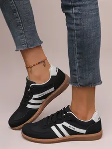 Women's Patchwork Casual Shoes, PU Leather Upper, Rubber Sole Material, Less Than Ankle Height, All Season Wear, Medium Width