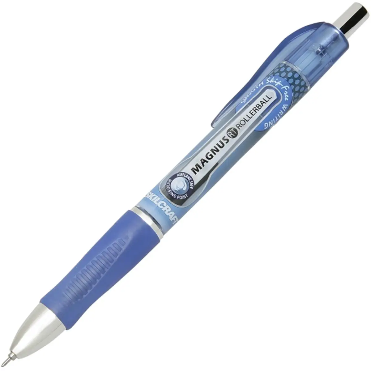Skilcraft NSN6539299 0.7 mm Retractable Rollerball Pen, Magnus - Blue