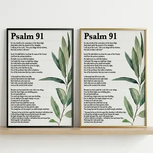 Inspirational Scripture Wall Art Bible Verses Psalm 91 Metal Framed Canvas Poster for Home Office Nursery Christian Prayer Room Decor Religious Gifts Ornaments Decoration Print