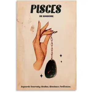 Vintage Zodiac Poster Pisces Posters Canvas for Bedroom Living Room Decor 16x24inch(40x60cm) Unframe-style