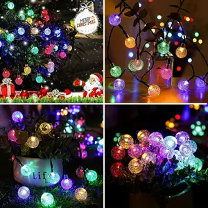 New Solar String Lights for Outside - 72Ft 120 LED Large Crystal Globe String Lights with Remote Multi-colored 8 Modes Solar Powered Christmas Lights Outdoor for Garden Wedding Party Decor Multicolor Rechargeable