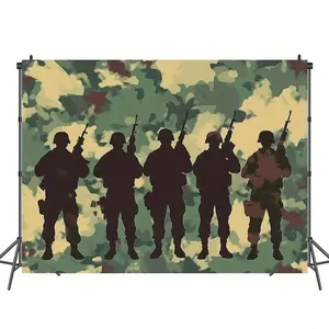 Camouflage Military Fan Army Green Soldier Banner, Polyester, No Power Needed, Multi-Purpose Party Decor for Home & Outdoor, Perfect for Halloween, Wedding, General Holidays 60X40 Decoration Wall