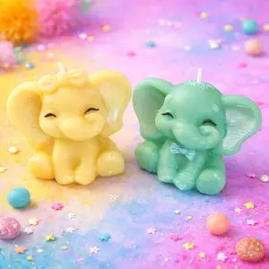 Handmade Elephant Couple Candle – Romantic Decorative Soy Wax Candle Gift